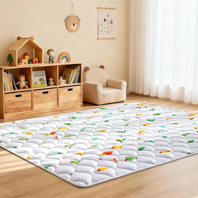 Odorless Premium Foam Baby Play Mat 50" x 50", Soft Microfiber Fabric Crawling Mat for Floor- Comfortable and Hypoallergenic, Non-Slip Cushioned Floor Playpen mat for Infants,Babies,Toddlers