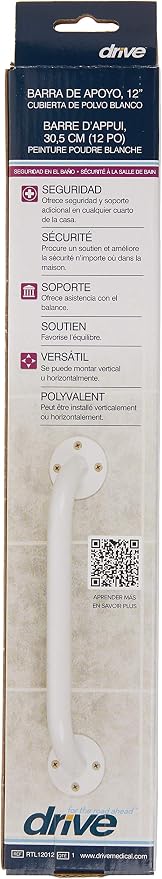 Drive Medical RTL12012 Powder-Coated Grab Bar, White, 1 Count (Pack of 1)