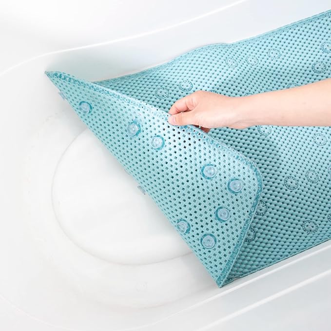 Bathtub Mat Non Slip Ivory 36” X 17” Shower Mat Soft Foam Bath Mats for Bathroom Tub, Bathtub Mat with Drain Holes, Suction Cups, Shower Mat Non Slip