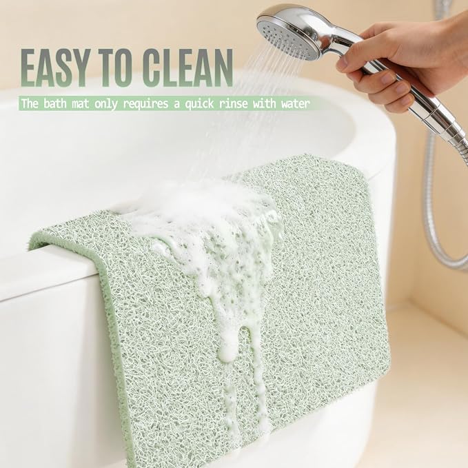 Joyhalo Shower Mat Bathtub Mat Non Slip, Bathmats Non Slip, Quick Drying Foot Scrubber Loofah Mats for Shower, Tub, Bathroom, Home, 32x24inch, Mint Green