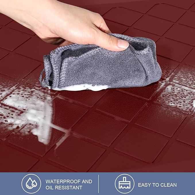 Cushioned Kitchen Mat 2 PCS, Anti Fatigue Kitchen Rugs, Heavy Duty Kitchen Rugs and Mats Non-Skid, Ergonomic Comfort Foam Kitchen Floor Mat for Home, Office, Sink, Laundry, Red