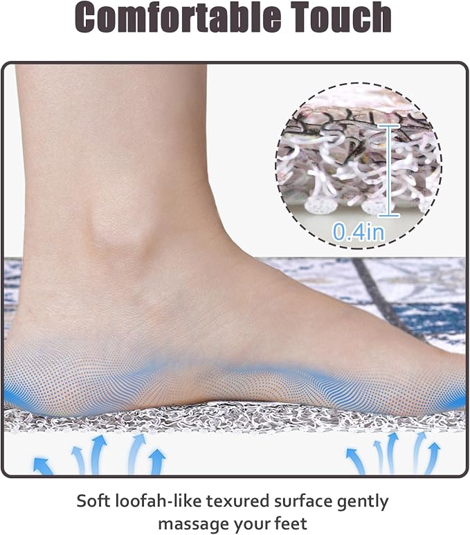 Shower Mat Non Slip Large Bath Tub Mat Non Slip 24''x32'' Loofah Bathroom Shower Mat for Inside Shower Soft Textured Foot Massage Pad Bathroom Floor Mat for Wet Area No Suction Cups Quick Dry