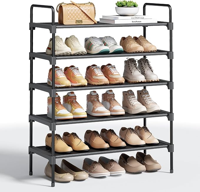 Kitsure Shoe Rack for Closet, Shoe Organizer for Front Door Entrance, Stackable Shoe Shelf, Detachable Closet Organizers and Storage, 26.6" Wide - 5 Tiers, White