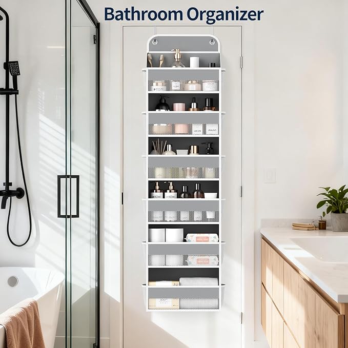 Yecaye 2 Pack Over The Door Organizer, 6-Tier Closet Door Hanging Organizer with 12 Mesh Pockets, Bathroom Organizers and Storage, Ultra Sturdy Large Capacity Over Door Storage Newborn Baby Essentials