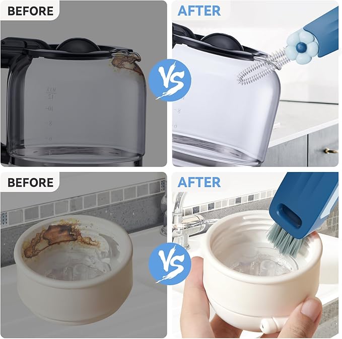 3 in 1 Cup Lid Gap Cleaning Brush Set, Multifunctional Bottle Cleaning Brush, Cup Lid Gap Cleaner, Home Kitchen Crevice Cleaning Brush Tools (Black+Blue+Green)