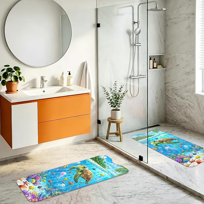 Kids Bath Mat for Tub Non Slip – 40"x16" Cute Cartoon Turtle Baby Bathtub Mats, Machine Washable, Extra Long Tub Mats with Suction Cups & Drain Holes Non Slip Baby Shower Mat for Toddler Bath(Turtle)