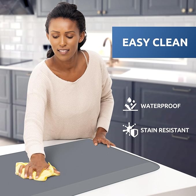KitchenClouds Kitchen Mat Cushioned Anti Fatigue Kitchen Rug Non Slip Standing Mat Comfort Floor Mats for Sink Office (17.3"x 28"-0.8inch, Grey)