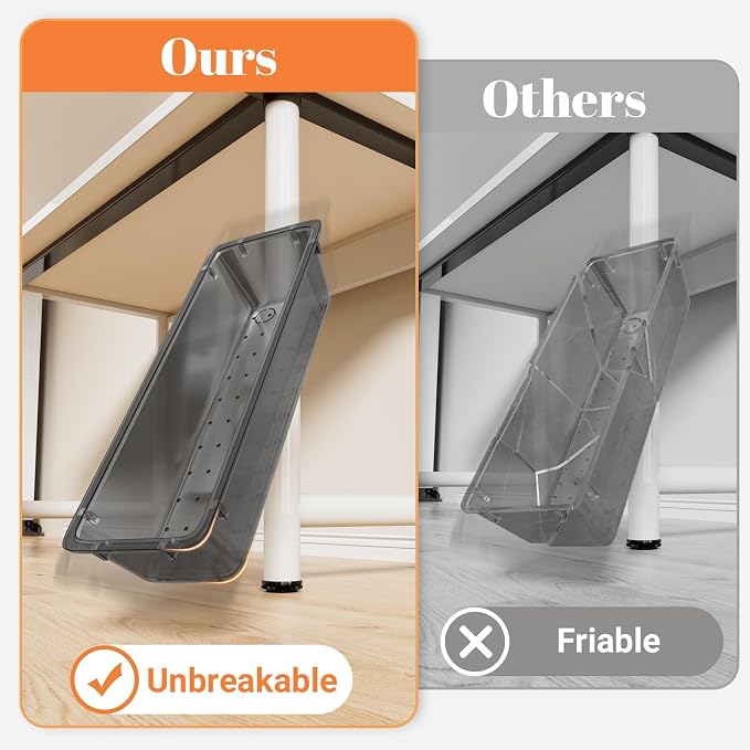 SpaceHacks 15 PCS Clear Plastic Drawer Organizer Set, 4-Size Acrylic Drawer Storage Trays, Storage Bins for Makeup, Gadgets, and Jewelry in Bathroom, Bedroom and Office, Clear Black