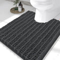 Smiry Bathroom Toilet Rugs U Shaped 24x20, Extra Soft Absorbent Non Slip Rubber Backing Chenille Contour Bath Rugs for Toilet, Machine Washable Contoured Bath Mats, Dark Grey