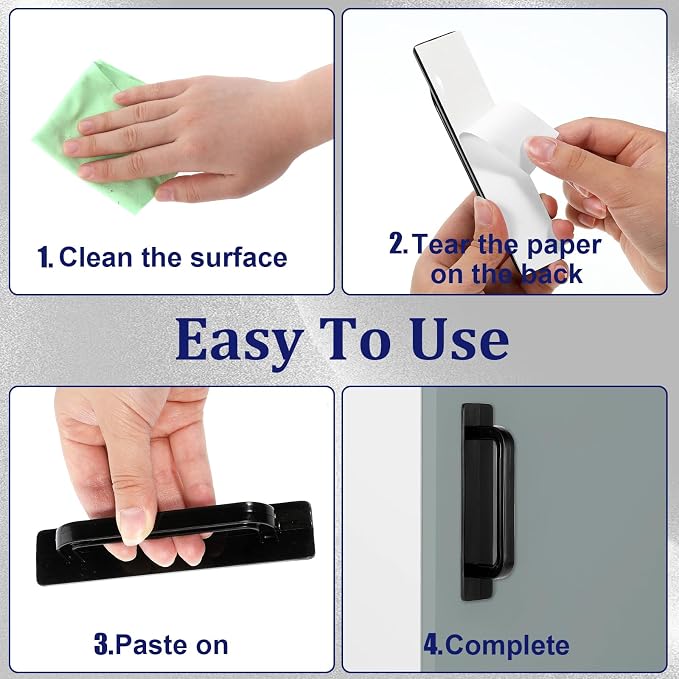 2 Pack Adhesive Cabinet Handles, 5.5" Self Stick Drawer Pulls Stick, No Drilling for Kitchen Cabinet Window Sliding Closet Door Handle