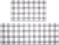 FRESHMINT Modern Farmhouse Plaid 2 Piece Set Kitchen Mats for Floor Anti Fatigue Waterproof & Non-Skid Kitchen Rugs Cushioned Kitchen Mat for Standing Washable Comfort Desk Kitchen Runners