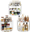 LAMU 3 Pack 2 Tier Lazy Susan Turntable Organizer 9.25'' Rotating Spice Rack Organization for Cabinet, Kitchen, Pantry, Countertop, Bathroom, Vanity, Medicine Cabinet Organizer, Clear