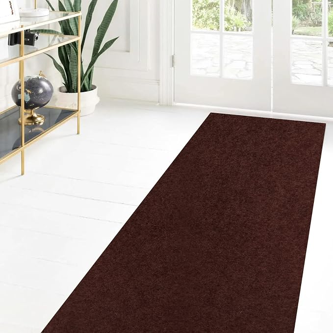 Custom Size Runner Rug 4 ft x 6 ft, 2-82ft Carpet Runners Hallway Entryway Kitchen Garage Laundry Room Area Rugs with Non-Slip Rubber Backing, Chocolate Brown