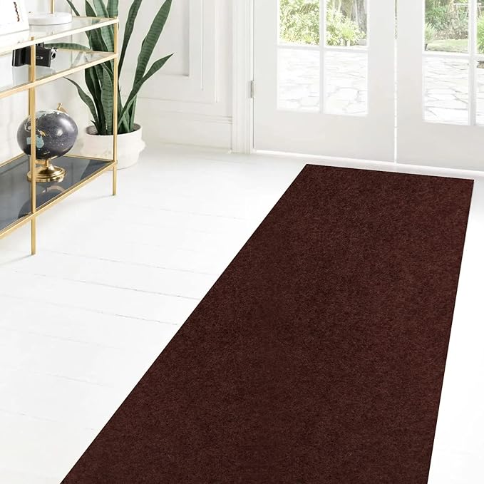Custom Size Runner Rug 2 ft x 54 ft, 2-82ft Carpet Runners Hallway Entryway Kitchen Garage Laundry Room Area Rugs with Non-Slip Rubber Backing, Chocolate Brown