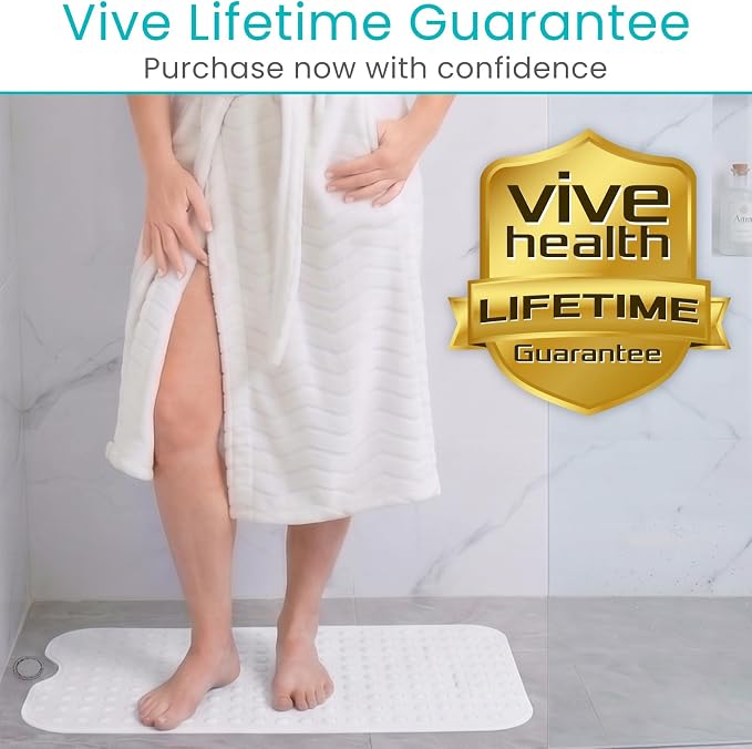 Vive Bathtub Mat for Bath & Shower Floors - Anti Non Slip Suction Rubber Skid Pad for Tub, Bathroom, Elderly, Kids - Eco-Friendly, Resistant Strong, Textured Rectangle Grip - Machine Washable (Clear)