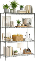 BestOffice 4-Tier Wire Shelving Unit, 1000 LBS Heavy Duty Metal Storage Shelves, Adjustable Wire Shelf for Garage, Kitchen, Pantry, Utility Shelving Rack with Leveling Feet, Black