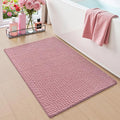 DEXI Bathroom Rugs 24x16, Non Slip Washable Bath Mat, Absorbent Chenille Bathmat, Ultra Soft Thick Carpet for Tub Shower Floor, Pink