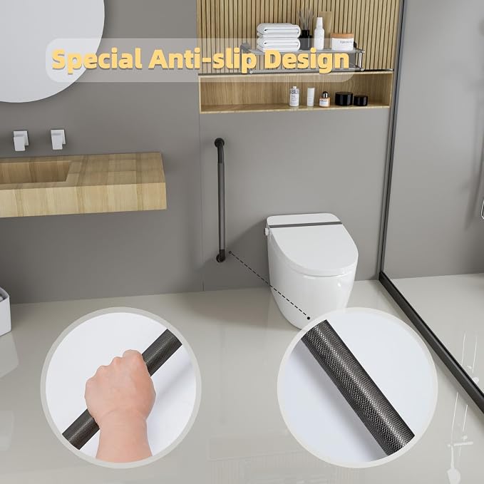 32 Inch Shower Grab Bar, Matte Black Bathroom Grab Bar Handle with Anti-Slip Knurled Grip, Stainless Steel Bath Balance Bar, 1.25" Diameter Bath Safety Bar Support for Seniors Elderly Pregnant