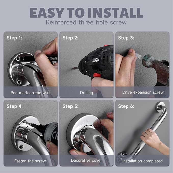 32 Inch Shower Grab Bar 1.25" Dia, 2 Pack Chrome Anti Slip Bathroom Grab Bar, 304 Stainless Steel Knurled Handicap Grab Bars, Safety Support Handrail,Bath Shower Handle for Elderly Injury Senior