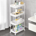 SPACELEAD 4 Tier Rolling Cart with Wheels, Storage Craft Art Trolley Organizer Serving, 3 Hanging Baskets Easy Assembly, for Office, Living Room, Kitchen