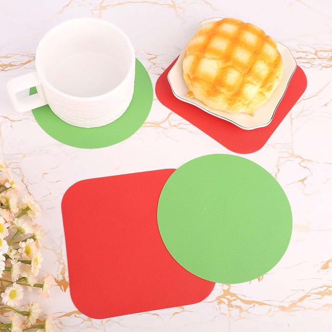 LUTER 4pcs Jar Opener Gripper Pads, Rubber Jar Grippers Multi-function Jars Opener for Seniors Kitchen Coasters(Red, Green)