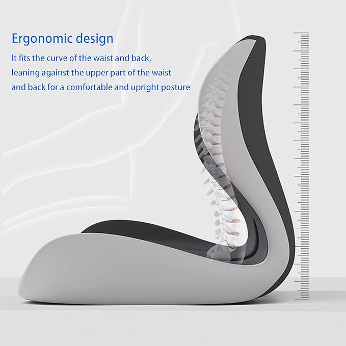 Seat Cushion for Long Sitting Office Worker, Memory Foam Chair Cushion for Car, Truck & Office Seat L-Shaped Ergonomic Design(Black Gray)
