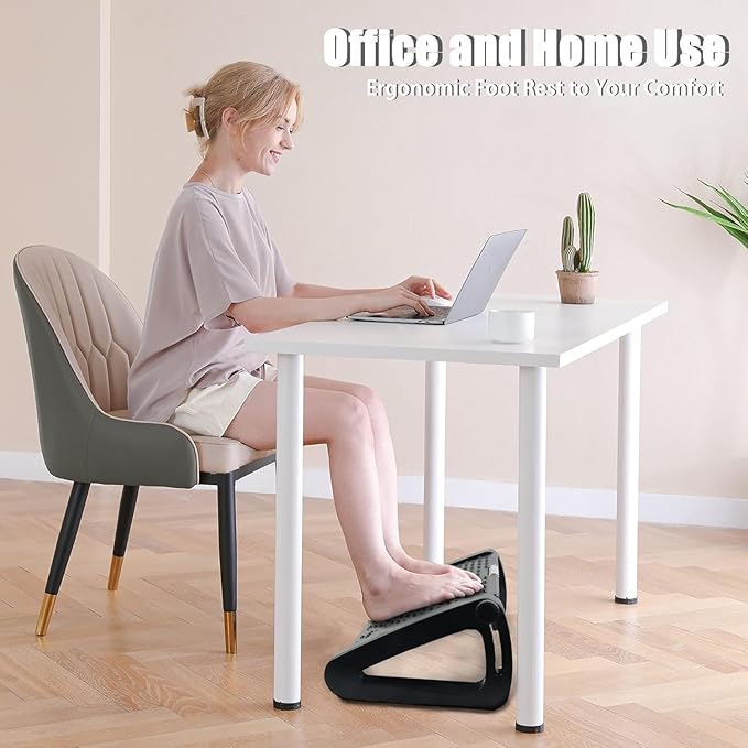 Foot Rest Under Desk Office, Six Heights Adjustable Foot Rest with Massage Roller for Leg Rests for Home,Office-Black