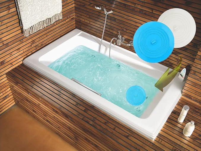 V-TOP Tub Stopper 2 Pack, 6 inches Large Silicone Drain Plug Hair Stopper Flat Suction Cover for Kitchen Bathroom and Laundry