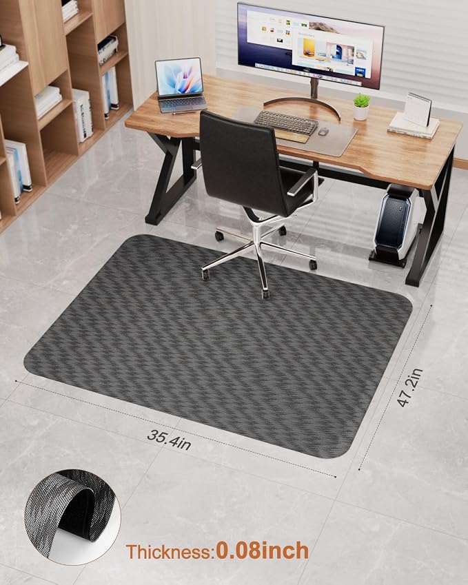 Blvornl Large Office Chair Mat for Hardwood Floor, Rolling Chair Mat for Hard Wood, Large Anti-Slip Hard Floor Protector, Heavy Duty Computer Desk Rug for Office and Home 35.4"*47.2" Dark Grey