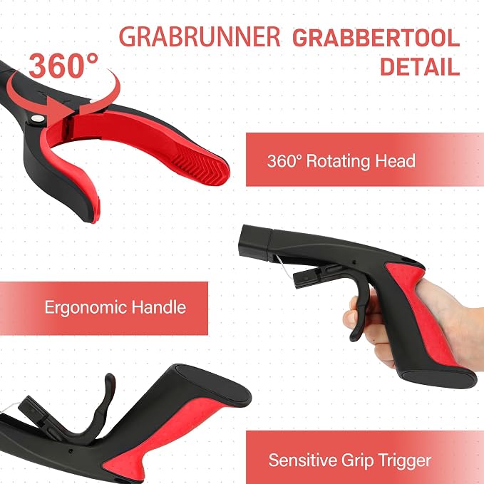 Grabber Reacher Tool - 2 Pack 32” Reacher Grabber Tool with Strong Magnetic and Swivel Head - Heavy Duty Pick Up Stick Grabbers for Seniors, Trash, Surgery Recovery Must Haves Gifts(Red)