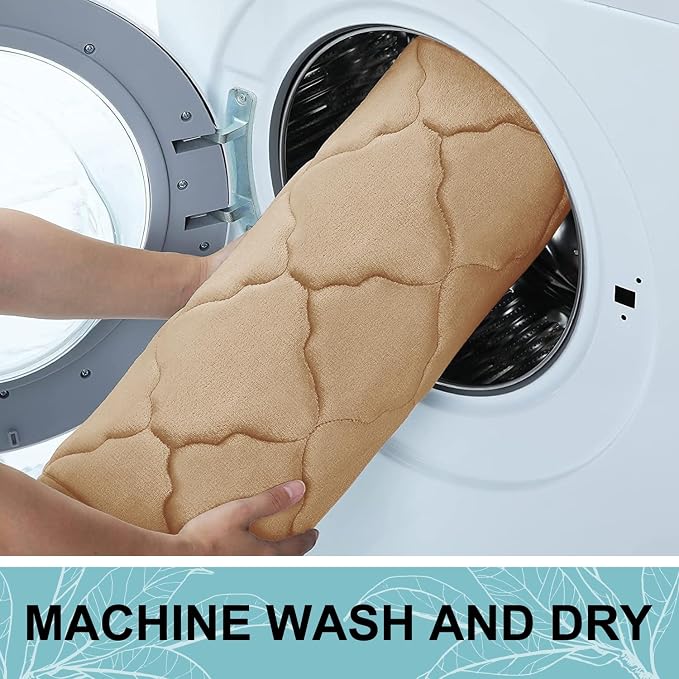 OLANLY Memory Foam Bath Mat Rug 70x24, Ultra Soft and Absorbent Bathroom Rugs, Non-Slip, Comfortable, Machine Washable Bath Carpet for Bathroom Floor, Tub Shower and Home Decor Accessories, Dark Beige