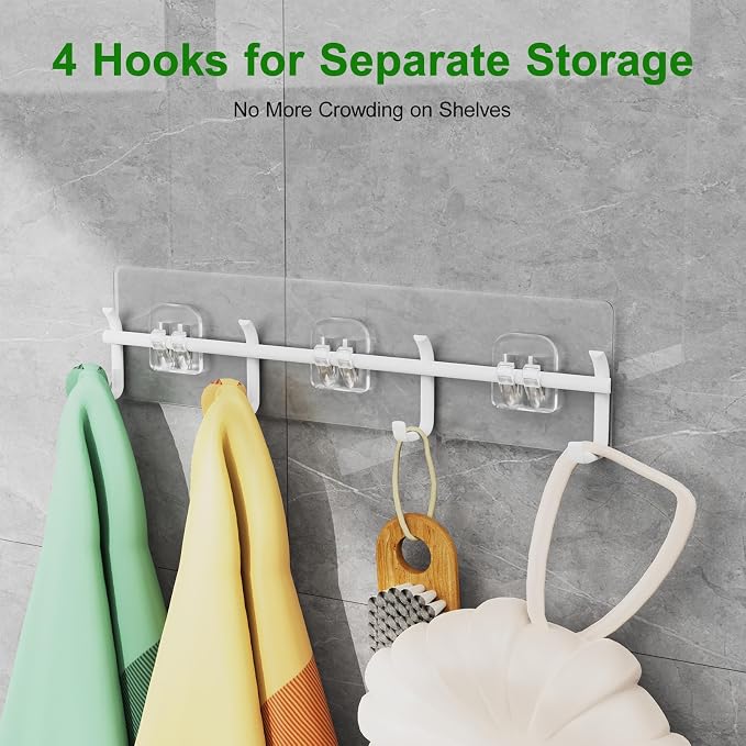 Adhesive Shower Caddy 6 Pack Rustproof Shower Shelves for Inside Shower No Drilling Bathroom Organizers and Storage Large Rack with Soap Holder Clear