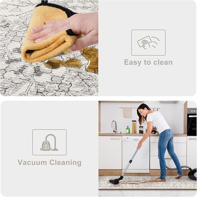 KIMODE Kitchen Mats Cushioned Anti Fatigue, 20"x47"+20"x32" Farmhouse Kitchen Rugs Sets of 2, Non Slip Kitchen Mats for Floor, Padded Kitchen Floor Mats for Sink, Laundry, Desk Grey