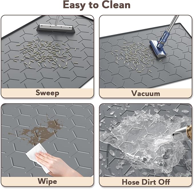 Garoopion Cat Litter Box Mat, Large 34.05×22.5 inch Cat Litter Mat, Waterproof Silicone Pad for Floor, Dark Gray