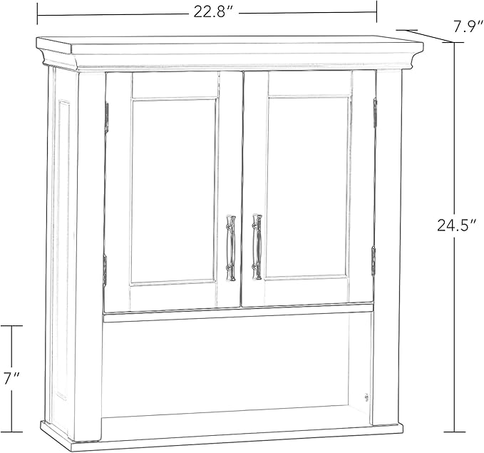 RiverRidge Somerset Two-Door Bathroom and Laundry Wall Mount Storage Medicine Cabinet with Open and Adjustable Shelf - White | Two-Door