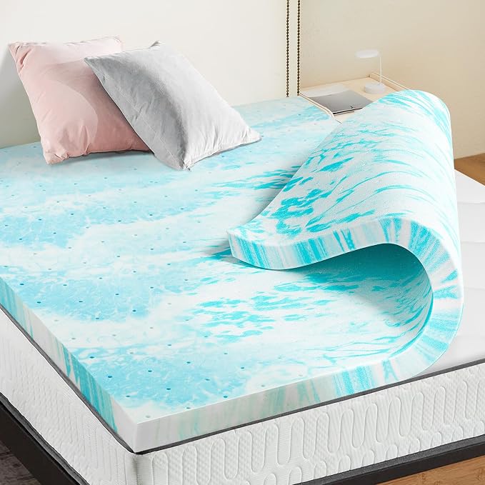 OLIXIS 3Inch Kingsize Gel Infused Memory Foam Mattress Topper, a Soft Breathable Cooling Bed Pad, a Comfortable Bed Mattress Overlay for Bedroom, RV, Camper and Sleeper Sofa, CertiPUR-US Certified