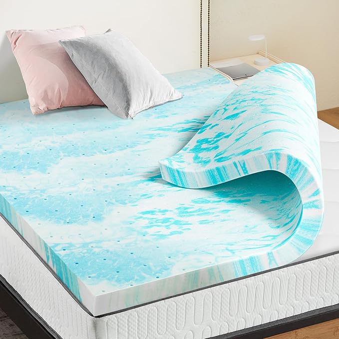OLIXIS 2 Inch Full Size Gel Infused Memory Foam Mattress Topper, a Soft Breathable Cooling Bed Pad, a Comfortable Bed Mattress Overlay for Bedroom, RV, Camper and Sleeper Sofa, CertiPUR-US Certified