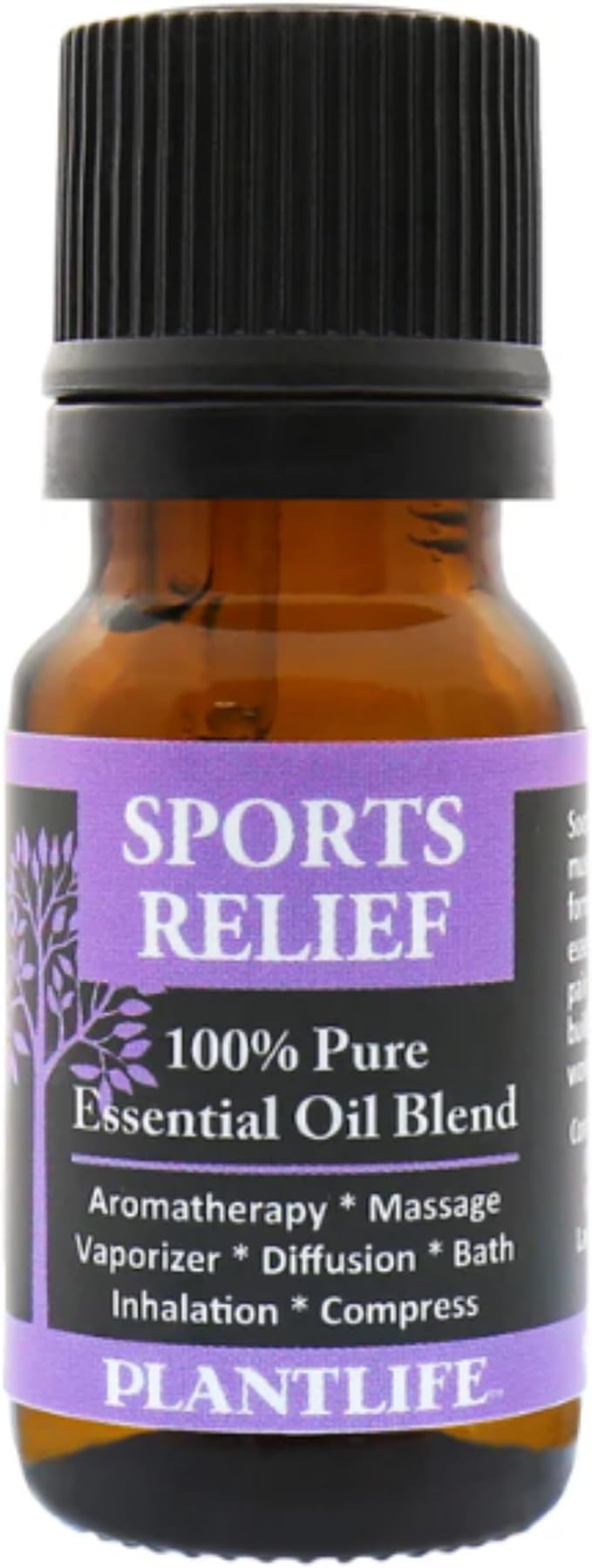 Plantlife Sports Relief Aromatherapy Essential Oil Blend - Straight from The Plant 100% Pure Therapeutic Grade - No Additives or Fillers - Made in California 10 ml
