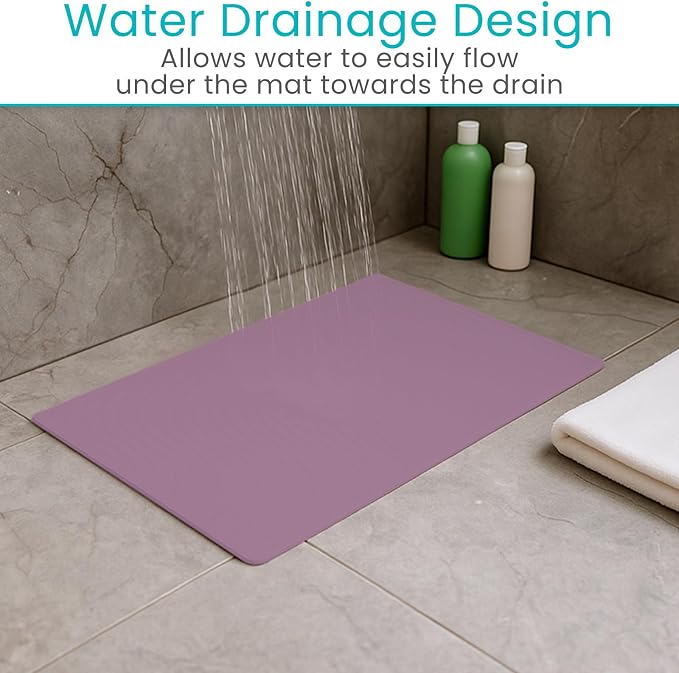Vive Non-Slip Bath Mat with Suction Cups - 28" x 16" Extra Large Rubber Mat for Safety & Comfort - Patented Grip Prevents Slips and Falls for Kids, Elderly, Men, Women - XL Non Skid Shower & Tub Cover