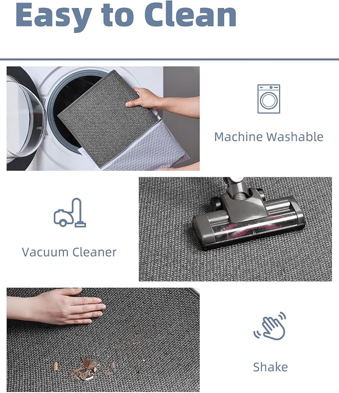 PADOOR Braided U Shaped Toilet Rug, 20x24 Grey, Super Absorbent, Non Slip, Machine Washable, Bathroom Floor Mat