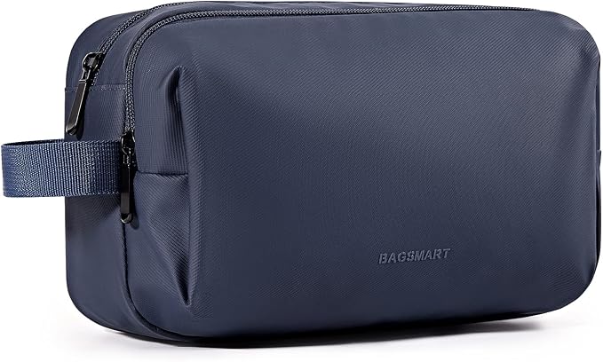 BAGSMART Toiletry Bag for Men, Travel Toiletry Organizer Dopp Kit Water-resistant Shaving Bag for Toiletries Accessories, Door Room Essentials,Navy Blue-basic