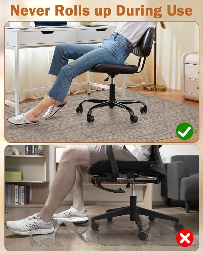 Blvornl Office Chair Mat for Hardwood Floor, 45"*53.1" Desk Computer Chair Mat for Hard Wood, Large Anti-Slip Hard Floor Protector Rolling Chair Mat, PVC Mat Desk Rug for Office and Home Dark Brown