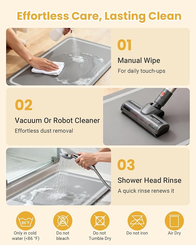 Soft Diatomaceous Earth Bath Mat, Quick Dry Bathroom Mats 2 Piece, Gray Super Absorbent Bath Mat Set, Washable Non Slip Bathroom Rugs, Stone Bath Mats Alternative, 15.74" x 23.62" Plus 15.74" x 47.2"