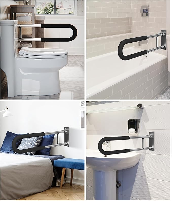 Handicap Grab Bars Rails 23.6 Inch Toilet Handrails Bathroom Safety Bar Hand Support Rail Handicapped Handrail Accessories for Seniors Elderly (23.6inch-2pc)