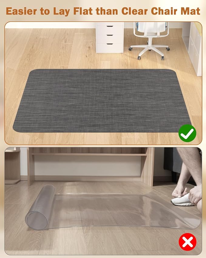 Blvornl Office Chair Mat for Hardwood Floor, 50"*63" Desk Computer Chair Mat for Hard Wood, Large Anti-Slip Hard Floor Protector for Rolling Chair, PVC Desk Rug for Office Black