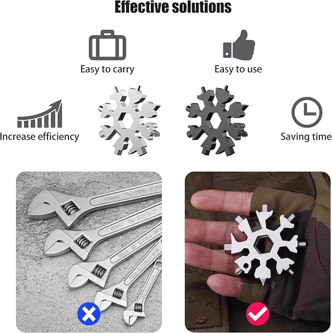 Multipurpose Snowflake Wrench,Portable Screwdriver/Bottle Opener/Safety Hammer,18 in1 Stainless Steel Multi Tool,Outdoor Gadget,Gift for Men(2pcs)