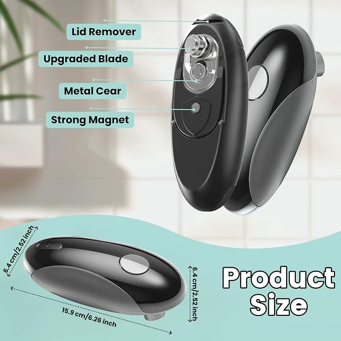 Electric Can Opener,One-Touch Safety Auto Can Opener,Smooth Edge,Hands Free Can Opener,Food Safety,Kitchen Gadgets,Battery Operated,Electric Can Opener for Seniors & Arthritis