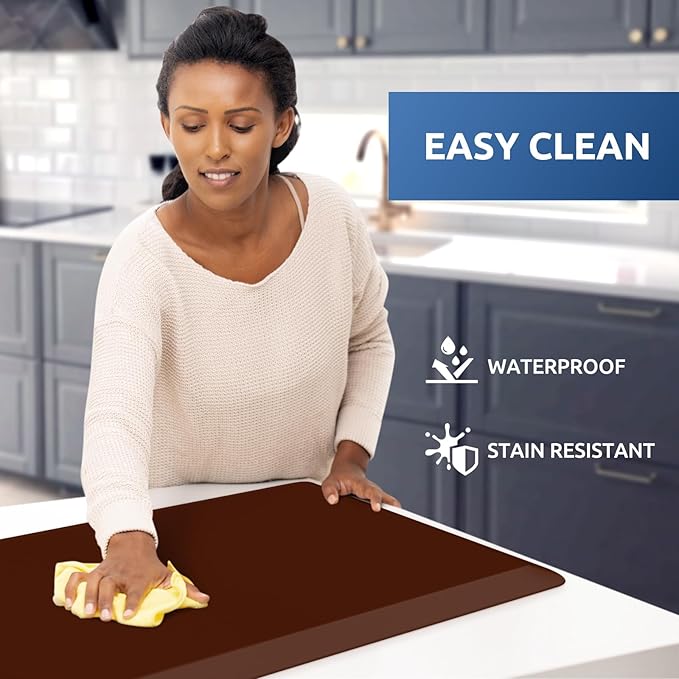 KitchenClouds Kitchen Mat Cushioned Anti Fatigue Rug 17.3"x28" Water Resistant, Non Slip, Standing and Comfort Desk/Floor Mats for House Sink Office (Coffee)