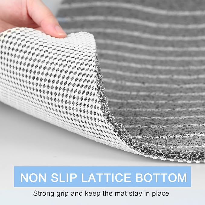 Square Shower Mat 32x32 Inch Non Slip Large Bath Mat for Inside Shower Loofah Soft Textured Bathroom Floor Mat Foot Massage Scrubber for Wet Area, Not Suction Cups, Quick Drying (White Wave Lines)