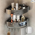 Voldra 2 Pack Corner Shower Shelves, Aluminum Stick On Showers Organizer, Modern Style, Triangular Corner Shelf, No Drilling Required